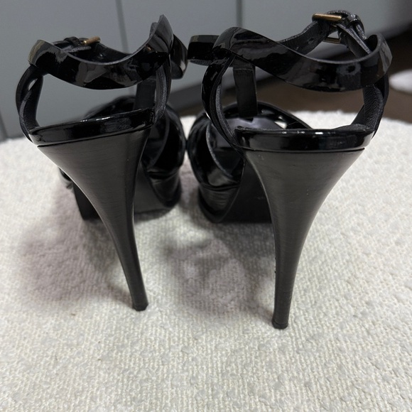 YSL Black Patent Tribute Platform Sandal - Picture 4 of 9